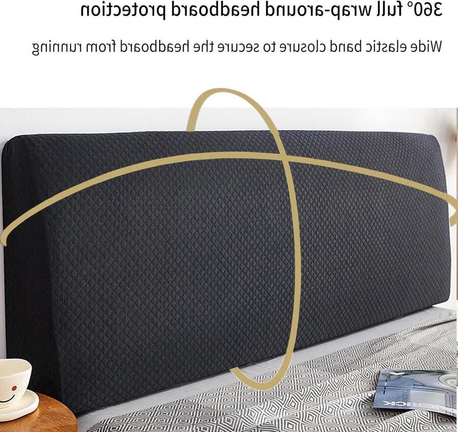 All-Inclusive Stretchy Headboard Cover Elastic Padded Headboard Cover for Bedroom Black 170-190CM Kamanan hoofdbord hoes elastische