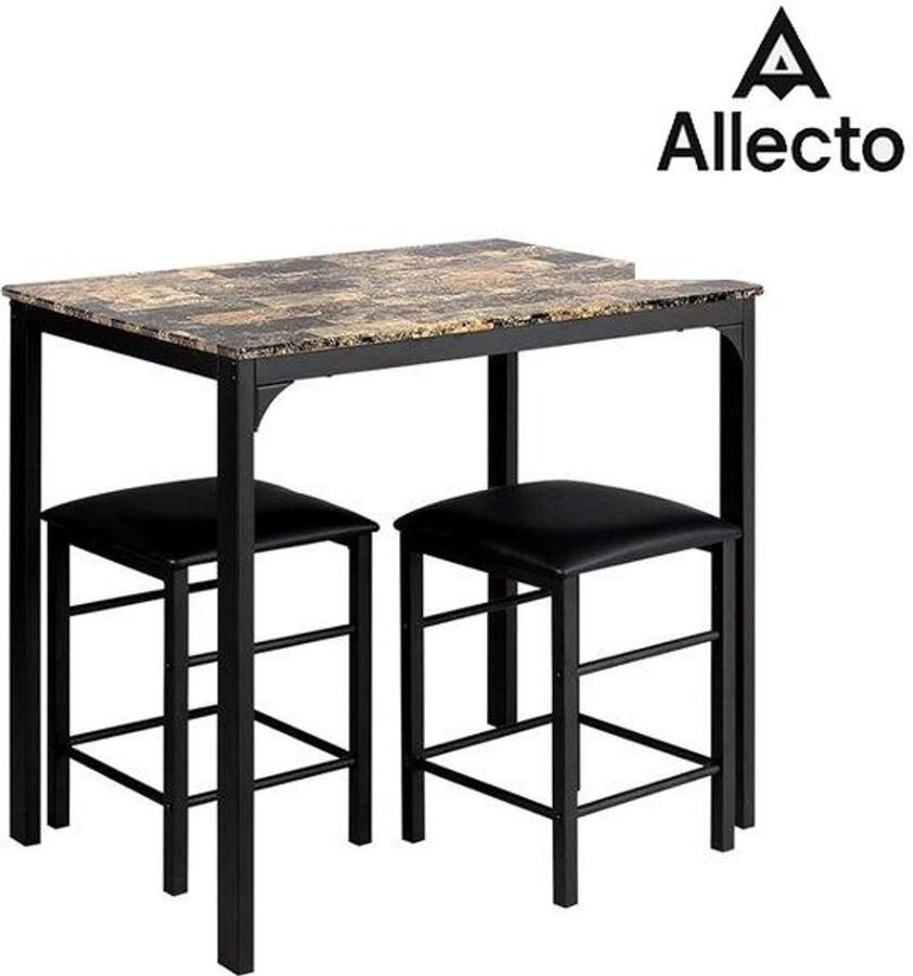 Allecto Bartafel Met Barstoelen Bartafelset Met 2 Barkrukken Diningset Met Zitkussens & Pedalen Houten & Metalen Zitset Kitchen Table Bartafel Voor Woonkamer Eetkamer