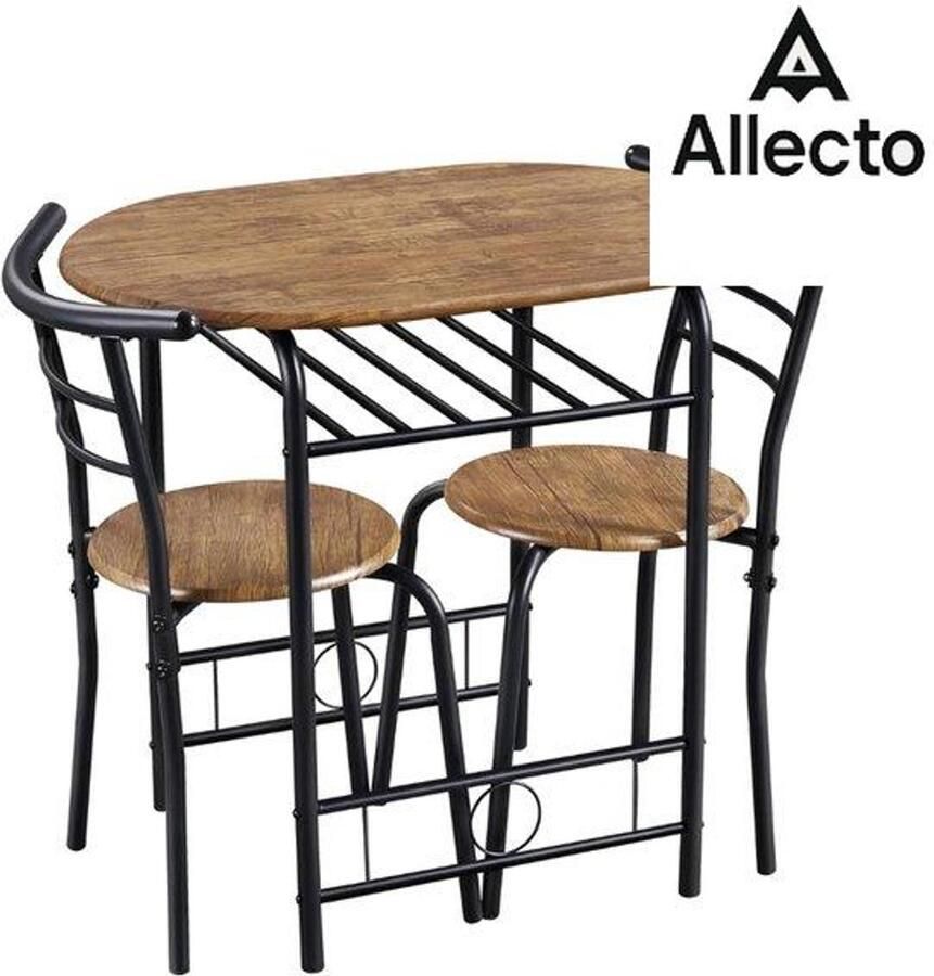 Allecto Keukentafel 2 Personen Eetkamerset Tafelset Voor 2 Personen Met 1 Eettafel En 2 Stoelen Keukentafel Met Opbergvak Eettafelset Bruin