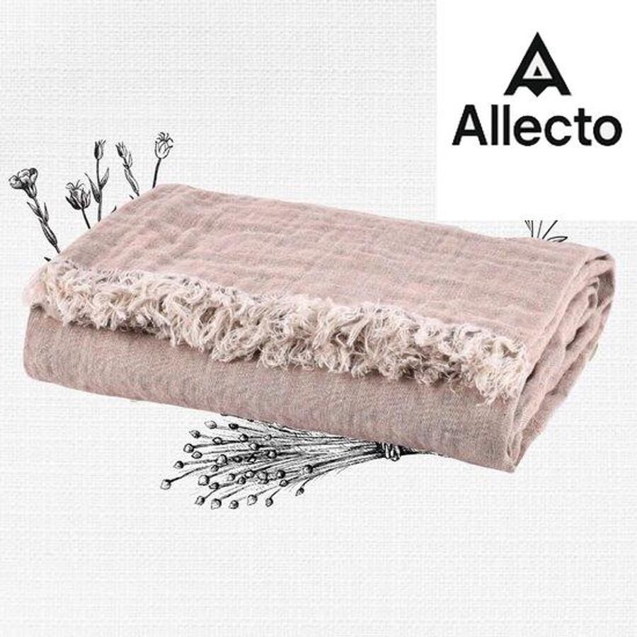 Allecto Linnen sprei 136x180 cm Roze Premium sprei Boho Bedsprei Scandinavisch design Banksprei deken voor bank en bed Bankdeken Ademende knuffeldeken Plaid