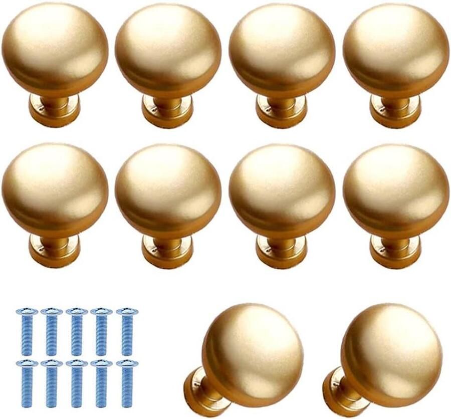 Allecto Plus 10 gouden kastknoppen voor keukenkasten en kledingkasten