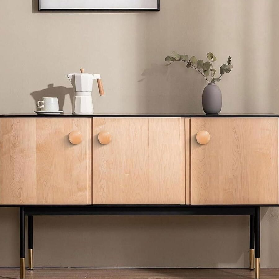 Allecto plus 10 stuks Houten Kast Knoppen Natuurlijke Houten Ronde Meubels Handgreep met Schroeven Keuken en Garderobemeubilair 33MM