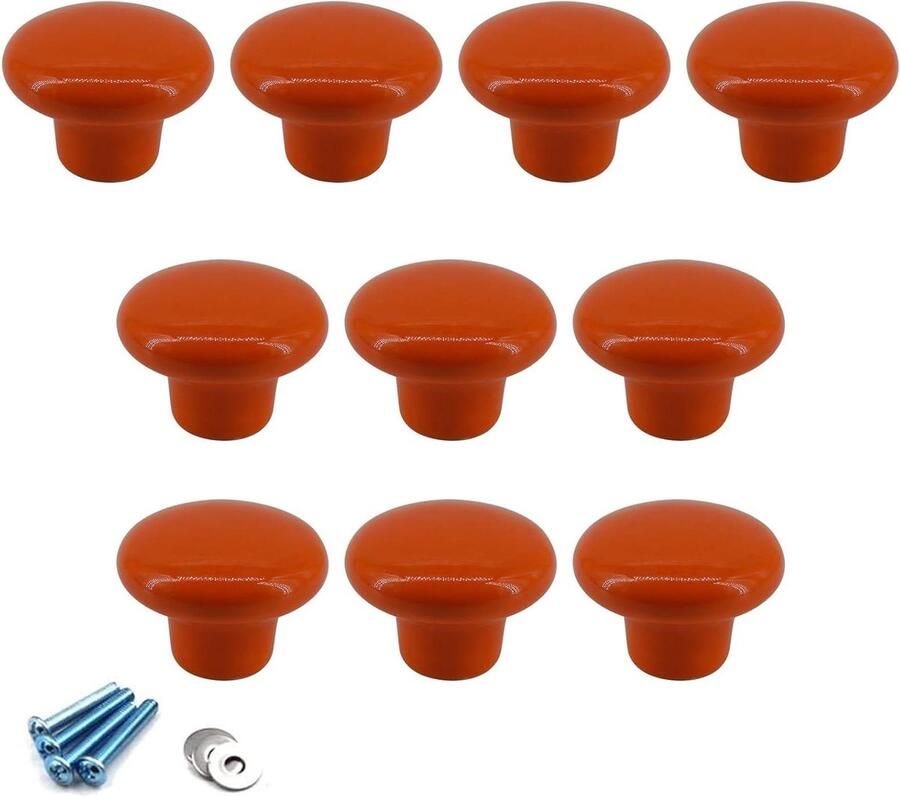 Allecto Plus 10 stuks keramische kastknoppen voor kinderkamerladen Ronde knoppen met schroeven