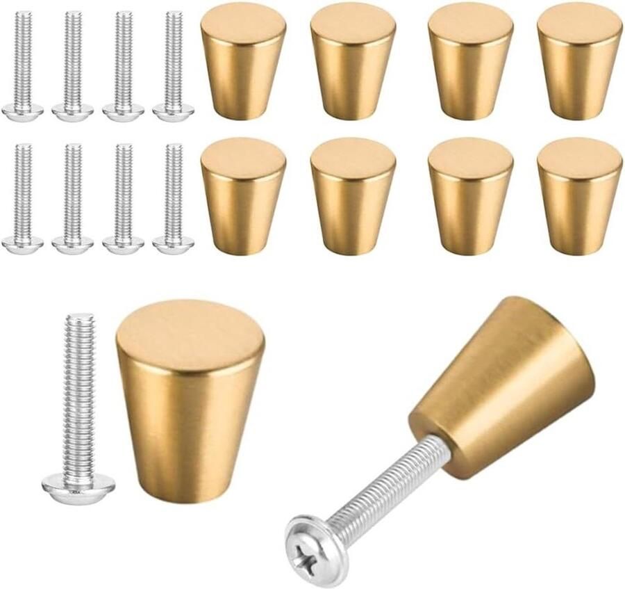 Allecto Plus 10 stuks messing goud deurknoppen voor kasten en laden Rond één gat Kleine handgreep voor meubels kast en keuken