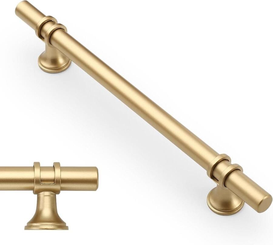 Allecto plus 10 stuks meubelgrepen in goudkleur voor keukenkasten en kledingkasten