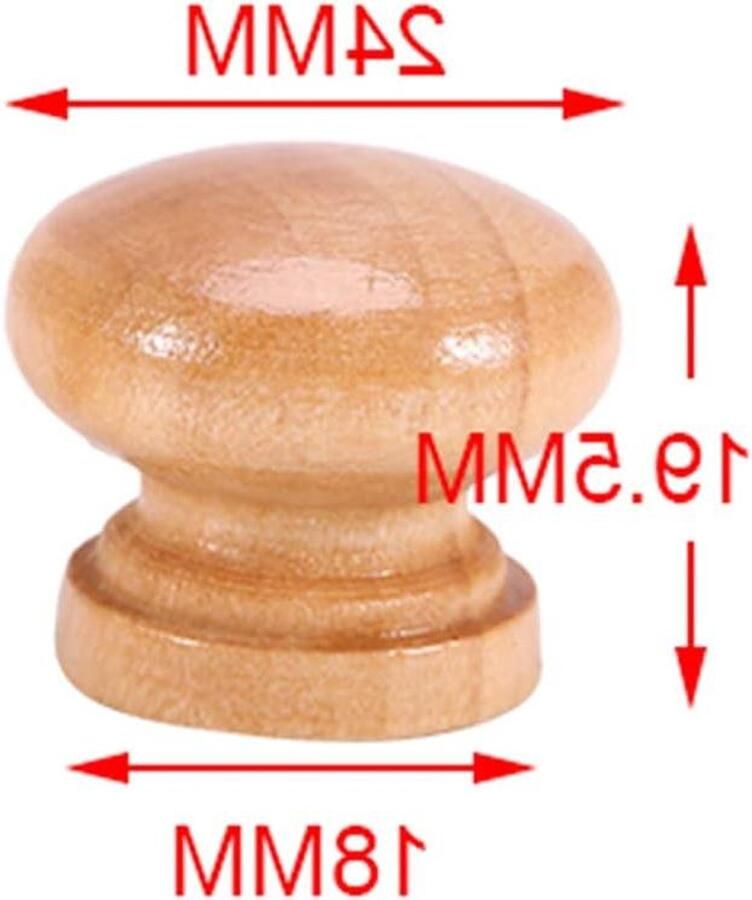 Allecto Plus 10 stuks Natuurlijke Houten Handvat Kast Knoppen Set S M L Maten Meubel Knoppen met Schroeven (24 mm)