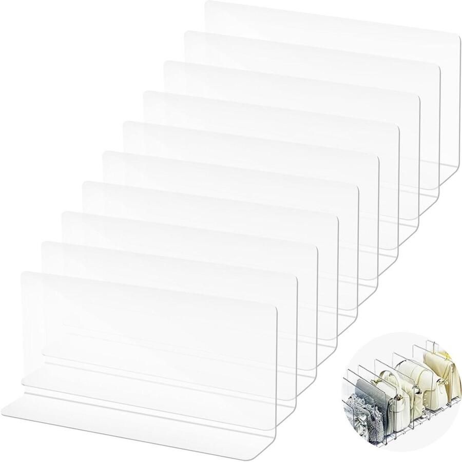 Allecto Plus 10 stuks plankverdelers voor transparante kledingkasten met 3 zoekwoorden