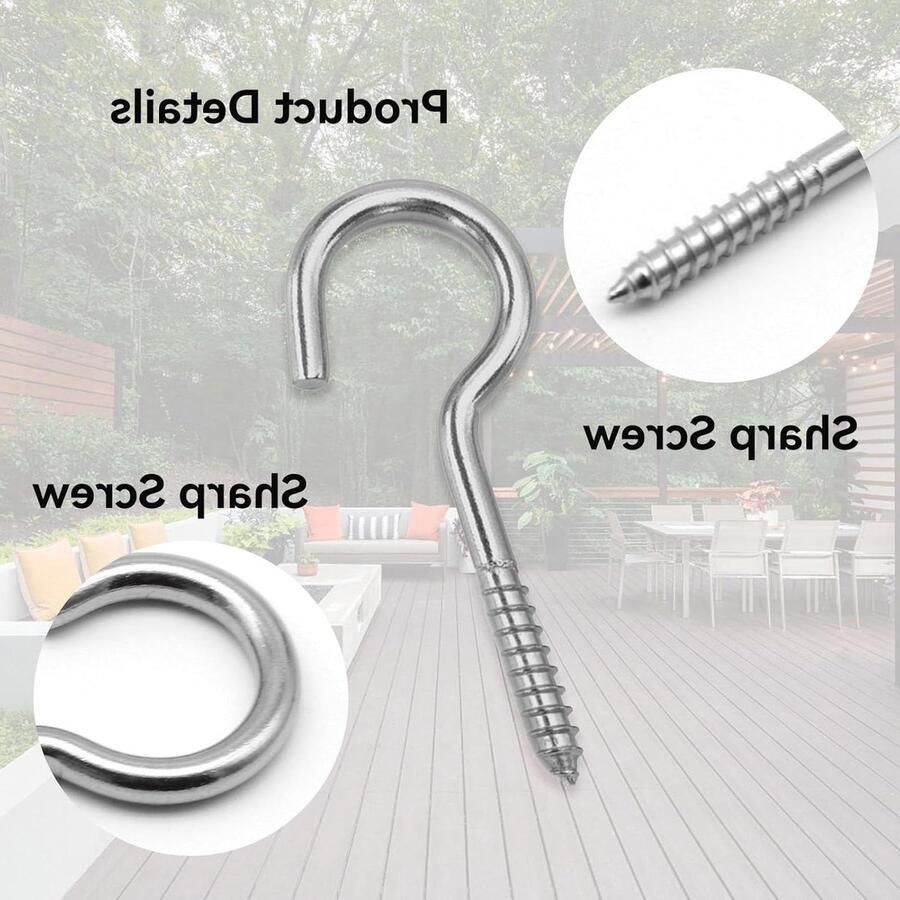 Allecto Plus 10 stuks roestvrijstalen schroefhaken M4 x 50 mm hangmat & luifel plafondhaken roestbestendig eenvoudig te installeren normale schroefdraad