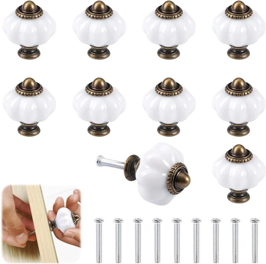 Allecto Plus 10 Stuks Ronde Vintage Trek Handvatten Zinklegering Antieke Stijl Keukenkasthandgrepen Lade Knoppen Kasten Lades Keukenkasten Garderobekasten