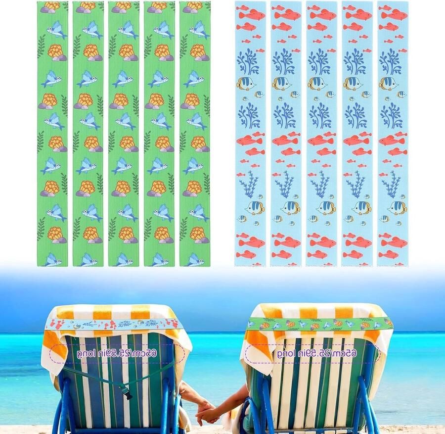 Allecto Plus 10 stuks Strandstoel Handdoekklemmen Elastische Winddichte Zomerse Strandtrip Benodigdheden voor Zwembad en Cruise Stoelen (Dierenprint)