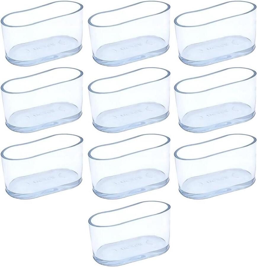 Allecto Plus 10 stuks Transparante Ovale Stoel Beschermers PVC Meubelglijders Anti-kras Tafel Stoelpoten Beschermdoppen Vloerbeschermers Meubeldoppen 15x30mm