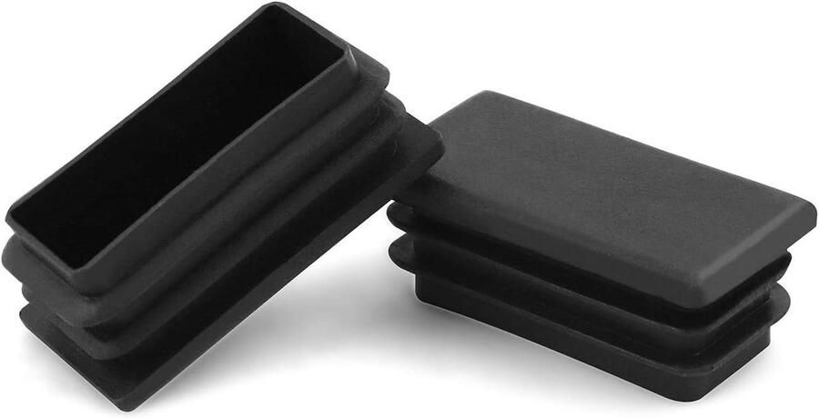 Allecto plus 10 Stuks Zwarte Kunststof Eindkappen voor Buizen en Stoelpoten 25 x 50 mm