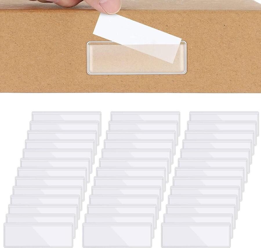 Allecto Plus 100 stuks plastic labelhouder voor opbergbakken zelfklevend geschikt voor planken dossiers lades kasten kantoor- en decoratiebenodigdheden - Foto 2