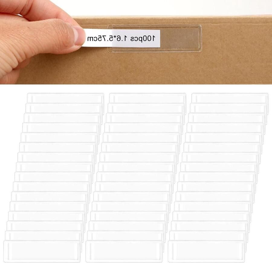 Allecto Plus 100 stuks transparante visitekaarthouders voor waterbestendige indexkaarten 52 x 063 cm Labels voor opbergbakken Organisatie voor kasten Handig identificeren en classificeren