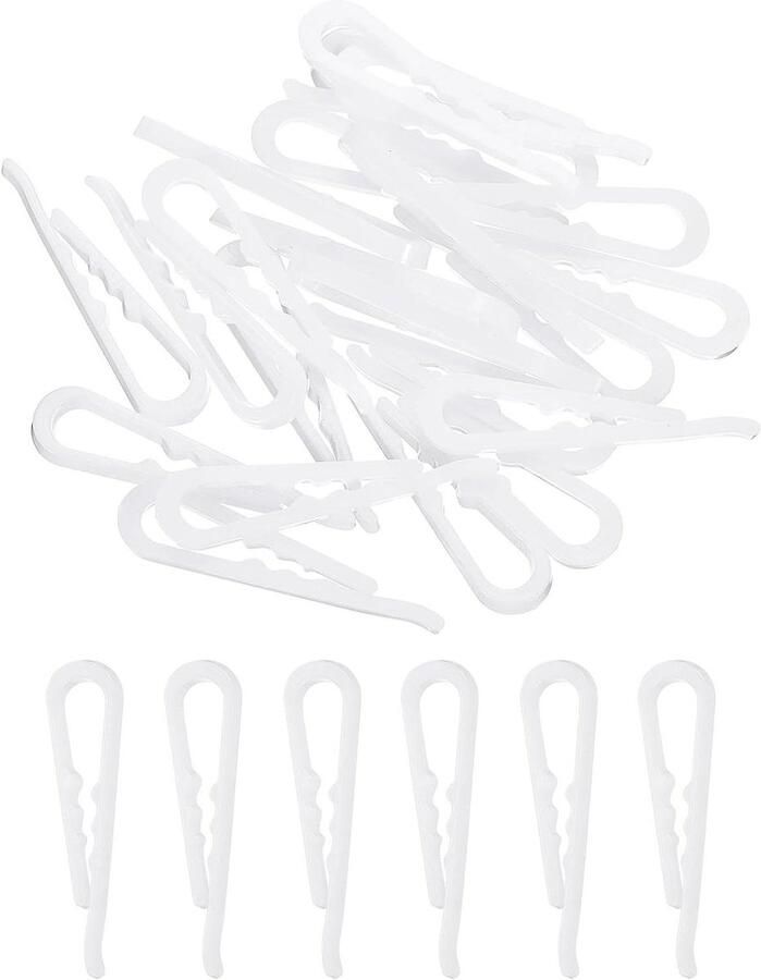 Allecto plus 100 U-vormige krokodillenclips met tanden voor kleding Set van 100 stuks Wit Handig voor sokken broeken en stropdassen
