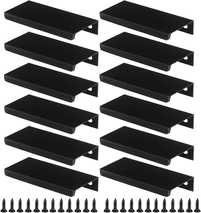 Allecto plus 12 stuks keukengrepen 150 mm Aluminiumlegering Zwarte handgrepen 150 mm lengte