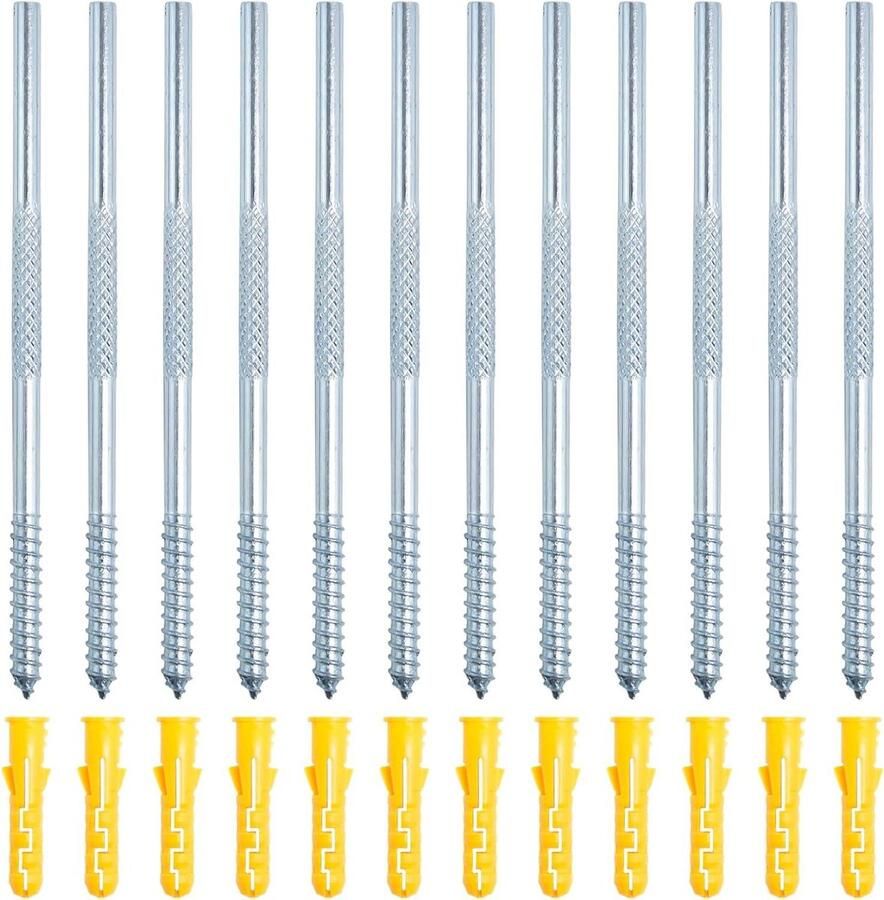 Allecto Plus 12 stuks onzichtbare plankhouders rond 6 x 130 mm voor zwevende wandplanken