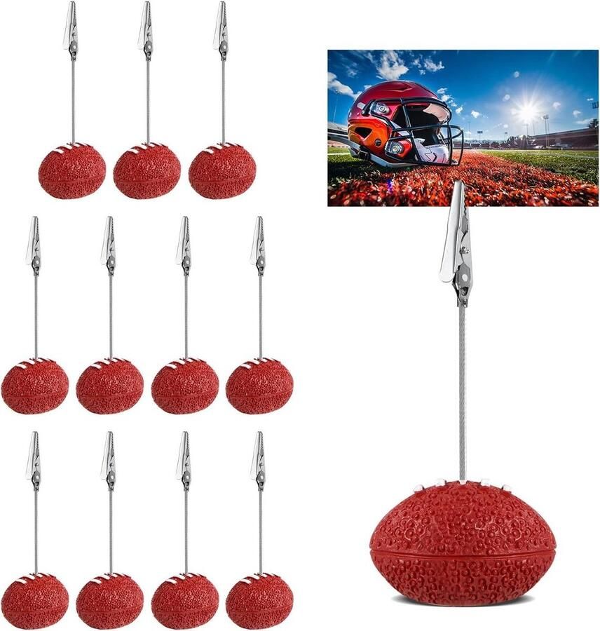 Allecto Plus 12 stuks Resin Memo Clips Tafelkaarthouders met Crocodile Clips Tafel Memo Houder Plaatskaart Houder Tafelnummer Houder Sport en Feest Decoratie