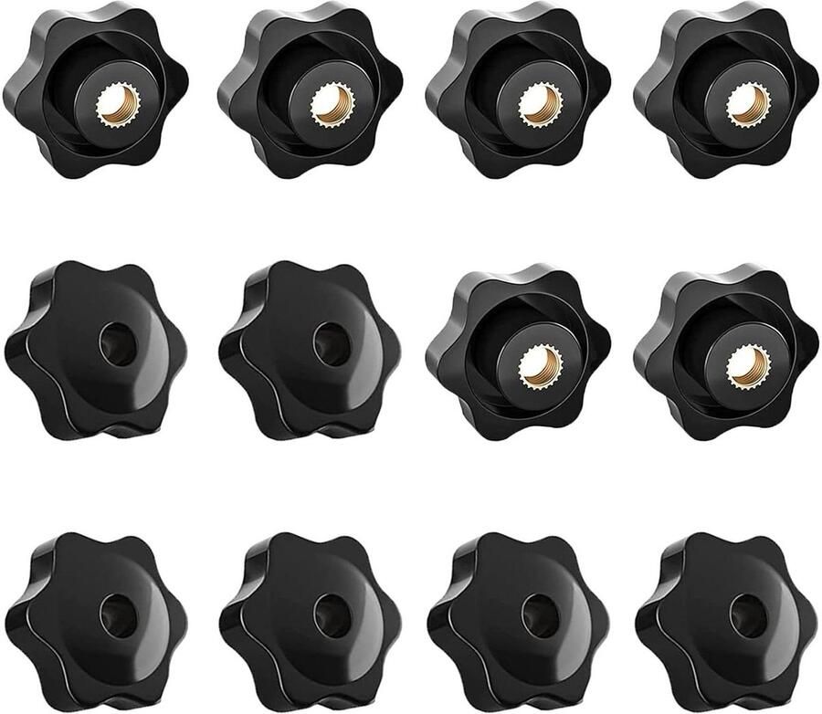 Allecto Premium 12 Stuks Ster Knop Schroef Duimschroef M8 Binnendraad Zwarte Kunststof Knop Gereedschapswerktuigen Meubeldecoratie