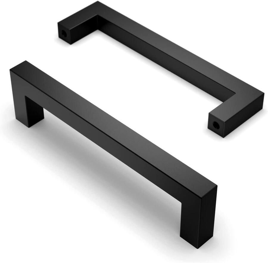 Allecto plus 15 Stuks Mat Zwarte Deurgrepen 128 mm Roestvrij Staal Inclusief Schroeven Vierkante Meubelgrepen voor Keuken Kantoor Laden Kast