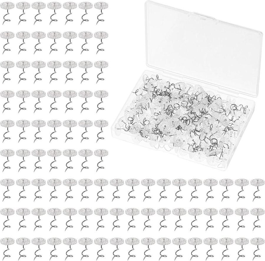 Allecto Plus 150 Stuks Transparante Koppen voor Sofa Twist Pins Decoratieve Nagels voor Bank Stoel Auto Bankhemel Reparatie Matrassen Bedrokken Hemelbekleding