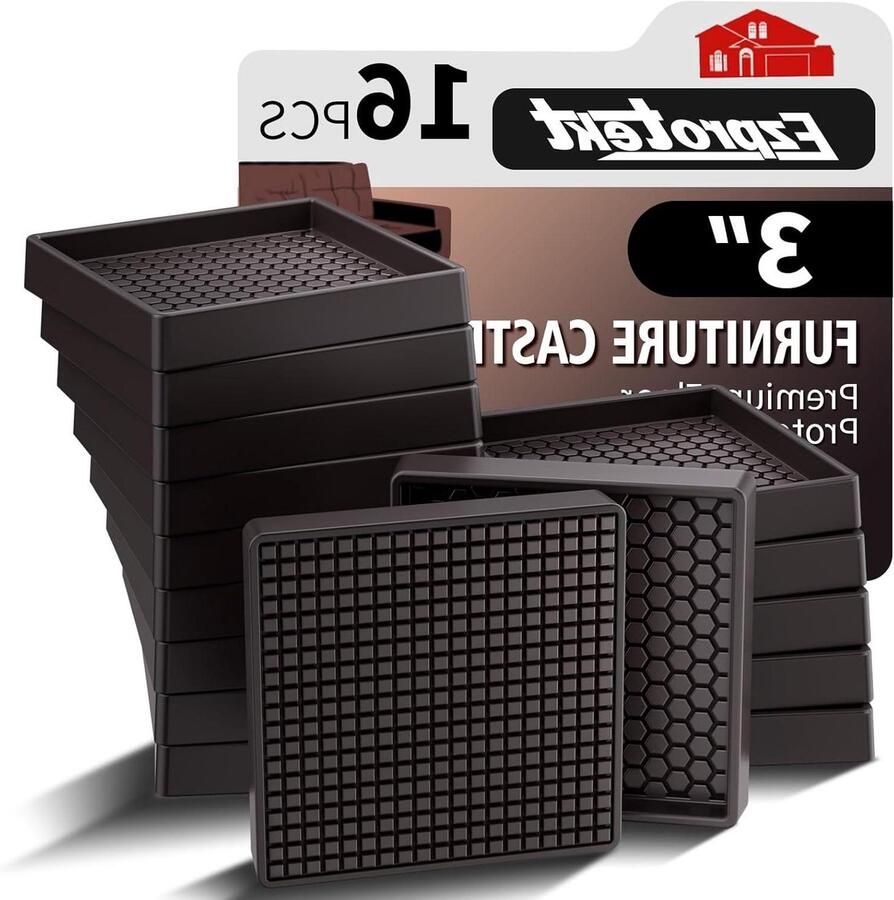 Allecto plus 16 Stuks Meubelonderzetters 7 6 x 7 6 cm Antislip Meubelpads voor Hardhouten Vloeren Vierkante Rubberen Meubelzwenkbekers Anti-Glijdende Meubelpoten Vloerbeschermers Bruin Voor Houten Vloeren