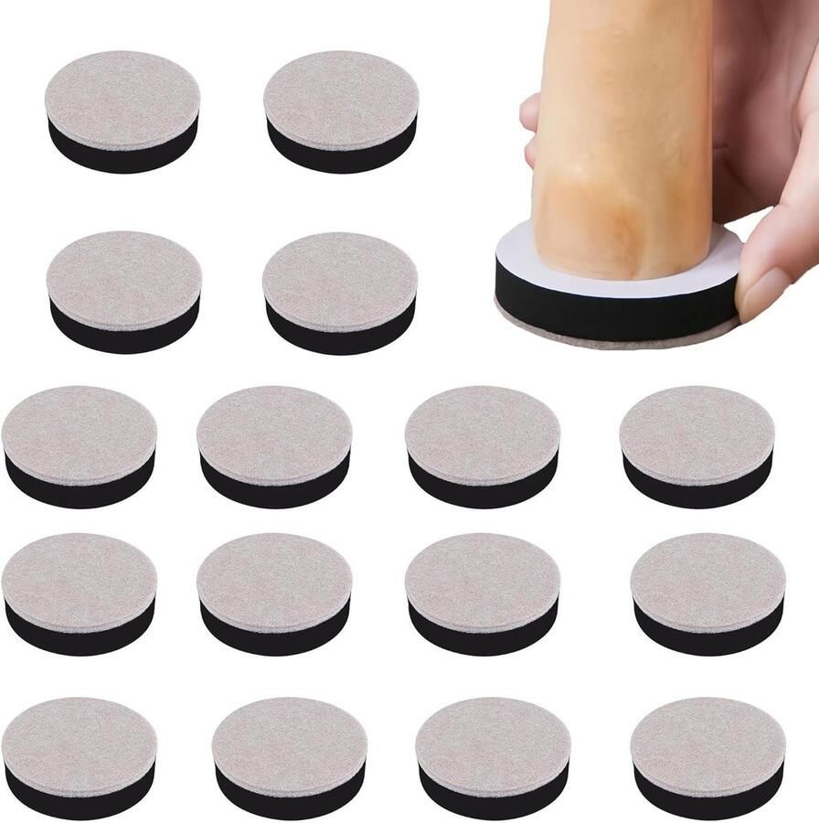 Allecto Plus 16 stuks meubelverhogers voor tafel bank en stoel vloerbescherming antislip rubber zelfklevende antislippads