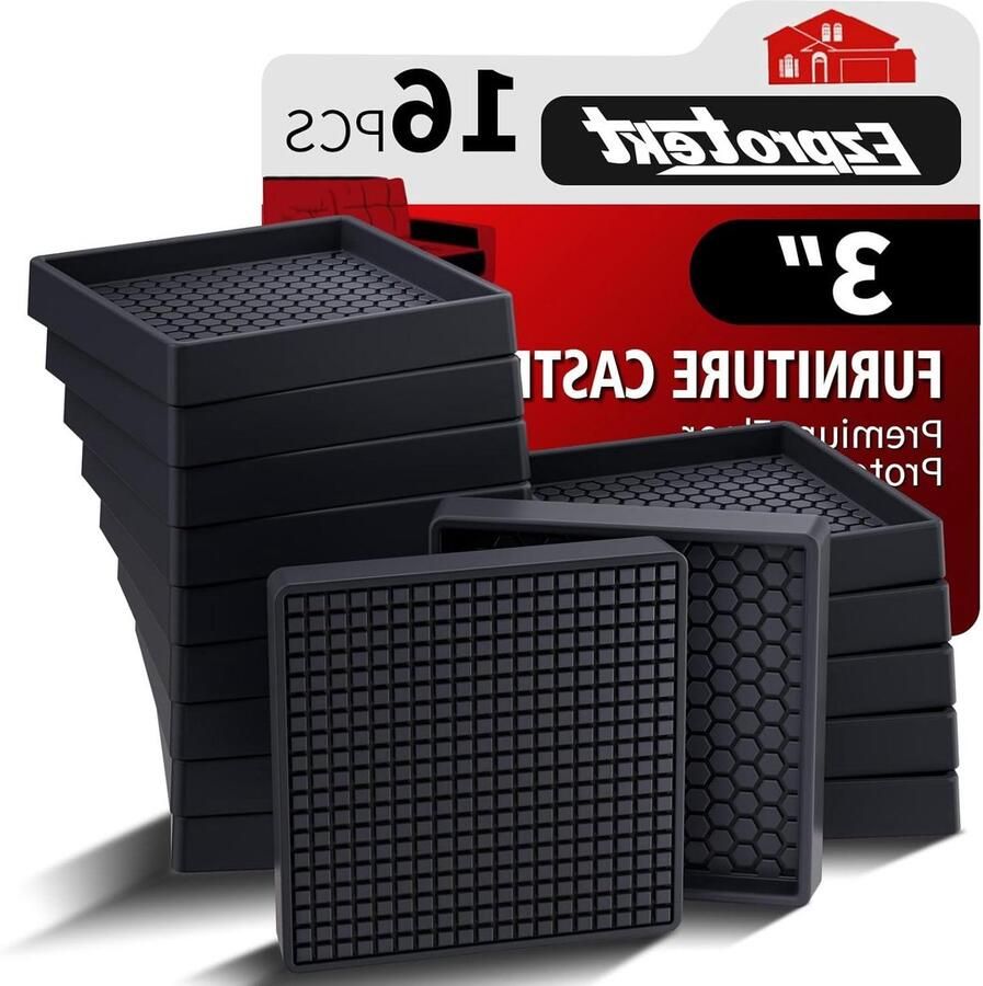 Allecto plus 16 stuks ronde rubberen antislip meubelpads voor vloerbescherming Meubel onderzetters 7 6 x 7 6 cm