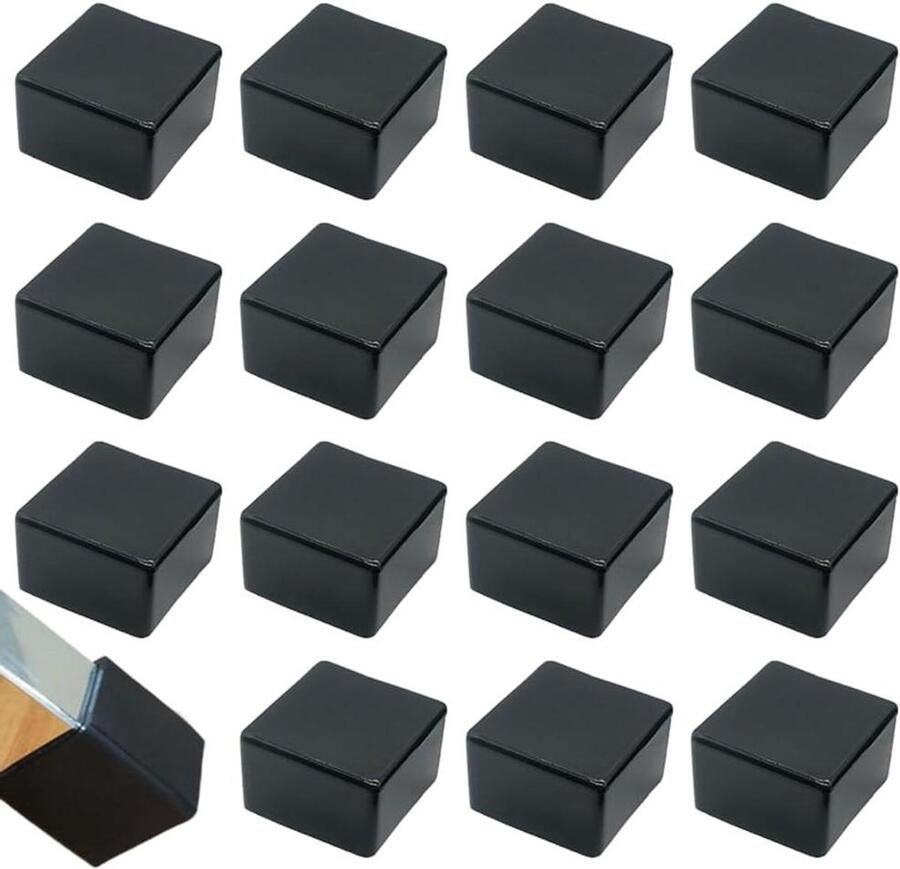 Allecto Plus 16 stuks rubberen beschermkappen voor vierkante buizen 40 x 40 cm met eindkappen stoelpoot- en hekafdekking