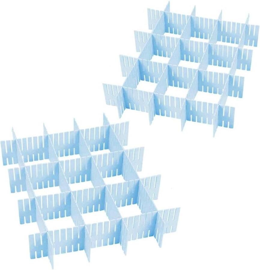 Allecto plus 16 stuks verstelbare ladeverdelers voor cosmetica kantoorbenodigdheden en keukengerei Blauw