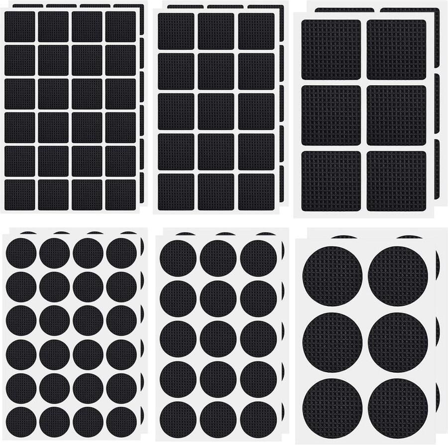 Allecto Plus 180 stuks antislip meubelpads voor stoelbeen vloerbeschermers zelfklevende rubberen voetkussens meubelgrijpers voor stoelpootkussens krasvrij en geluidsreductie