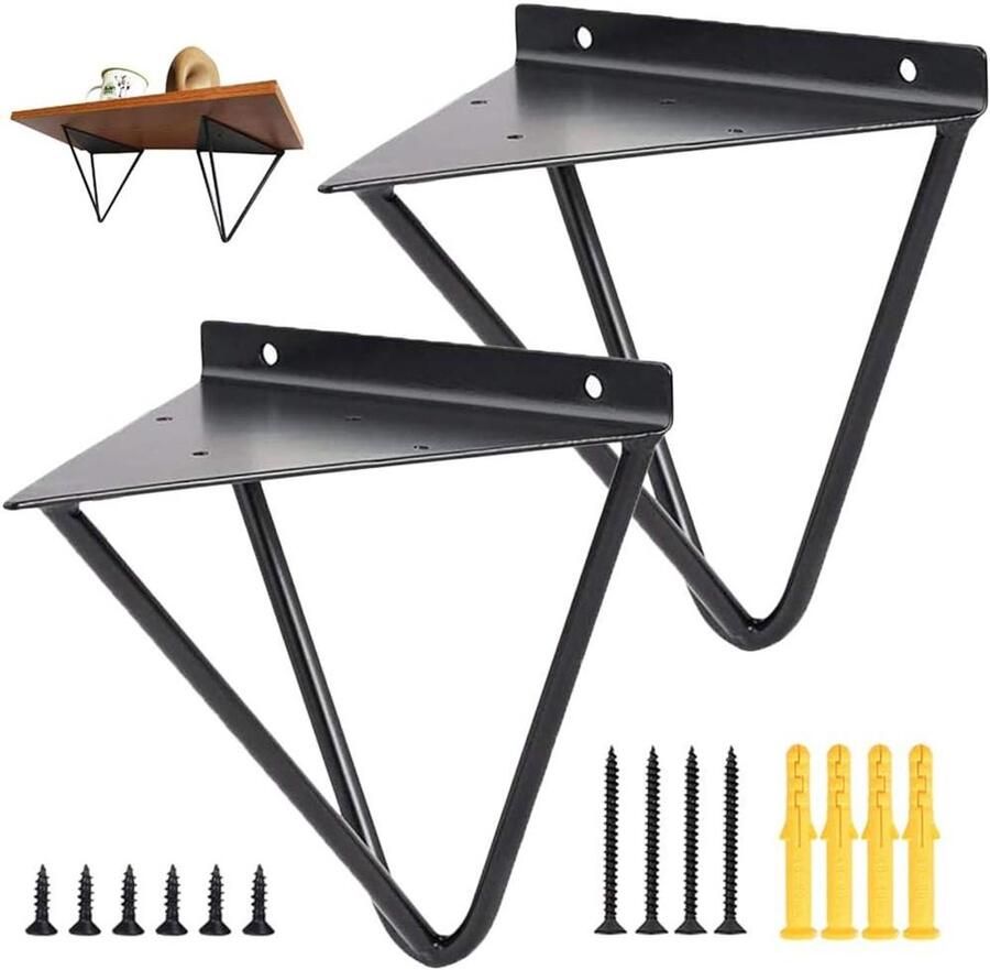 Allecto plus 2-Delige decoratieve plankbeugels voor wandmontage Steunen voor haarspeldplanken Meubelconnector met stijlvolle uitstraling