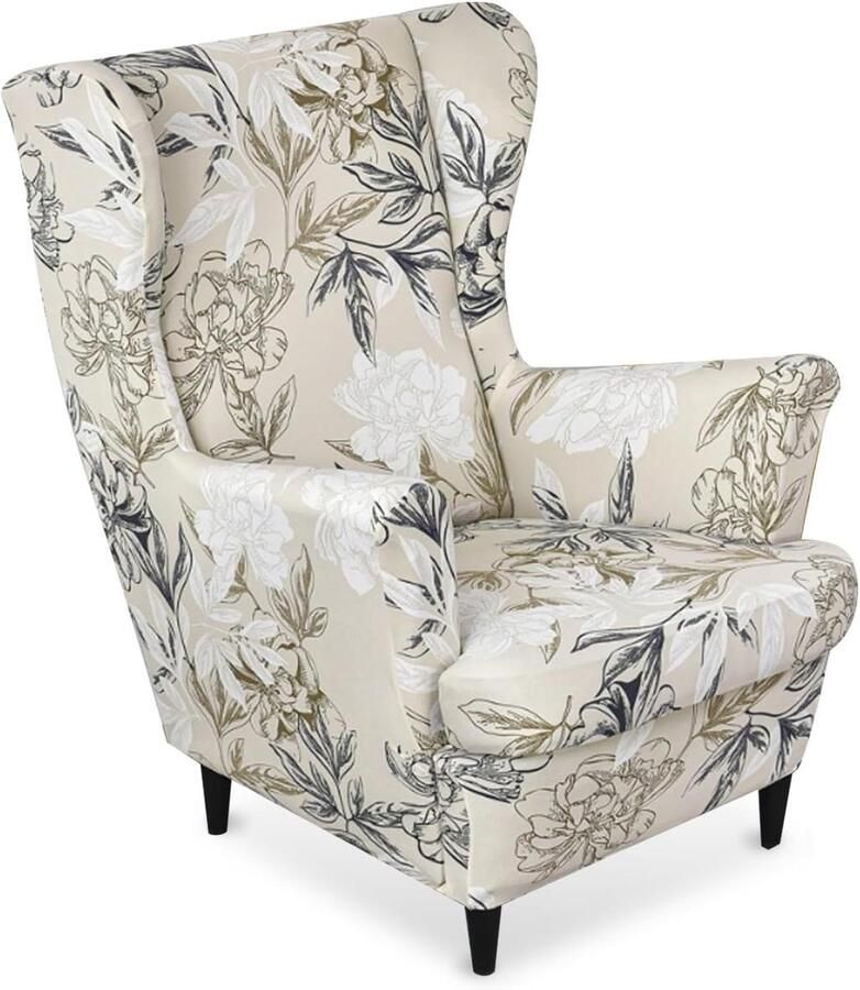 Allecto Plus 2-delige fauteuilhoes met bedrukking voor oorfauteuil wasbaar stoelbeschermer voor woonkamer slaapkamer hotel elegant design