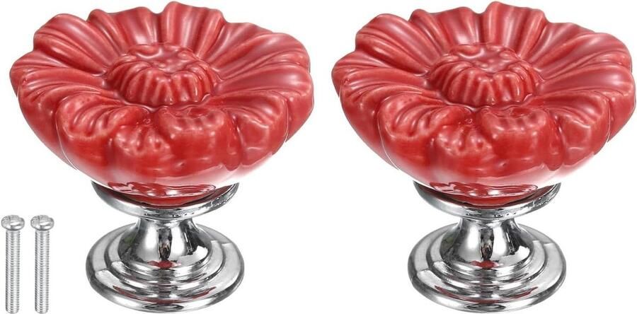 Allecto plus 2-delige set kristallen toiletdrukknoppen Toilethouder knop Rode knop voor vrouwen met lange nagels