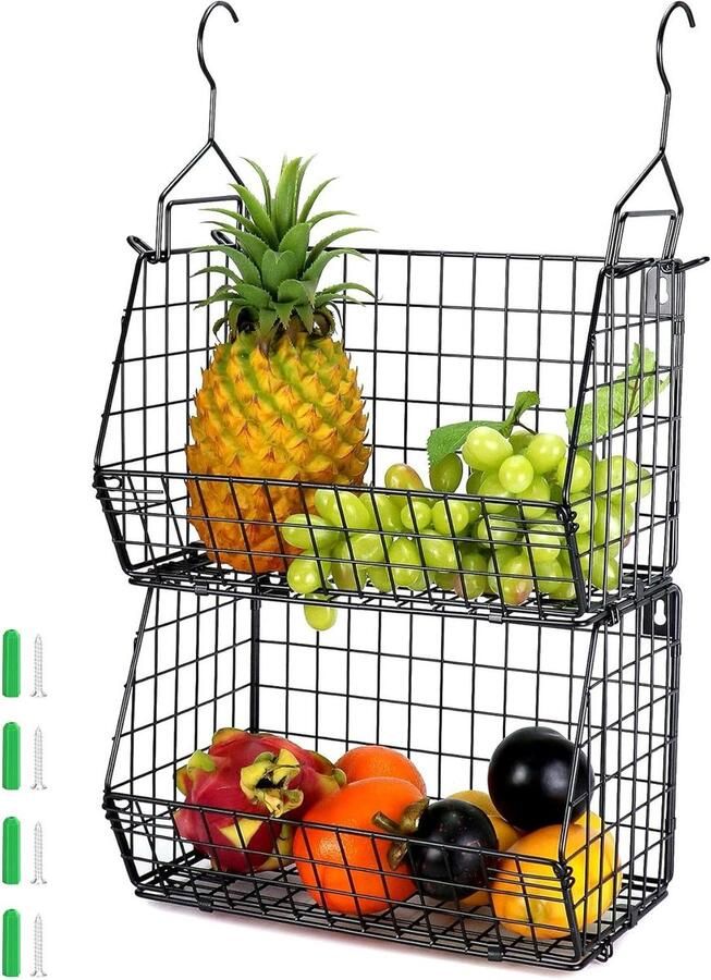 Allecto plus Hangende kledingkast organizer van metaal met 2 lagen Voor keuken- en kledingkastorganisatie