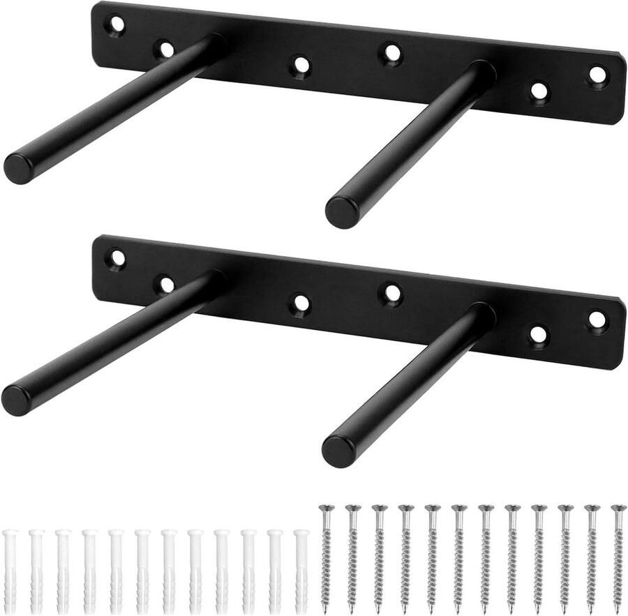 Allecto plus 2 onzichtbare plankbeugels 150 mm zwevende massief ijzeren plankbeugels voor wanddecoratie kastmeubilair met bevestigingssysteem