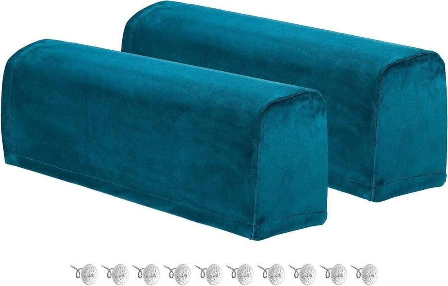 Allecto plus 2 pack armleuninghoezen polyester antislip bank beschermers pauwenblauw extra zacht Voor bank en ligstoel