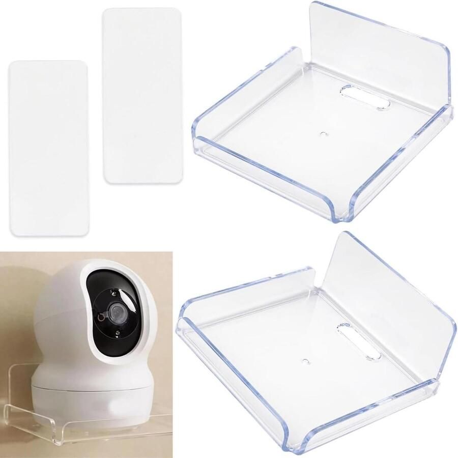 Allecto Plus 2-pack hangdisplayplanken voor beveiligingscamera's en babymonitoren kleine zwevende planken voor wandmontage