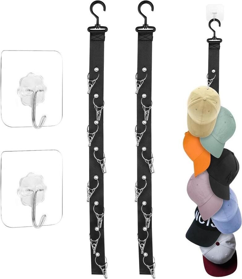 Allecto Plus 2-pack kaphouders 74 x 38 cm voor aan de muur praktische opbergmogelijkheid voor hoeden en kleding