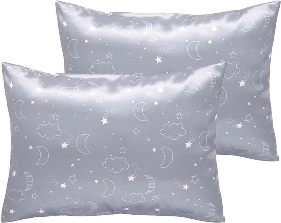 Allecto Plus 2-Pack Peuter Kussenslopen van Zijde Satijn 49 x 36 cm Geschikt voor Ledikant Bed Zachte Kussenslopen voor Kinderen Reizen Jongens Meisjes Machine Wasbaar