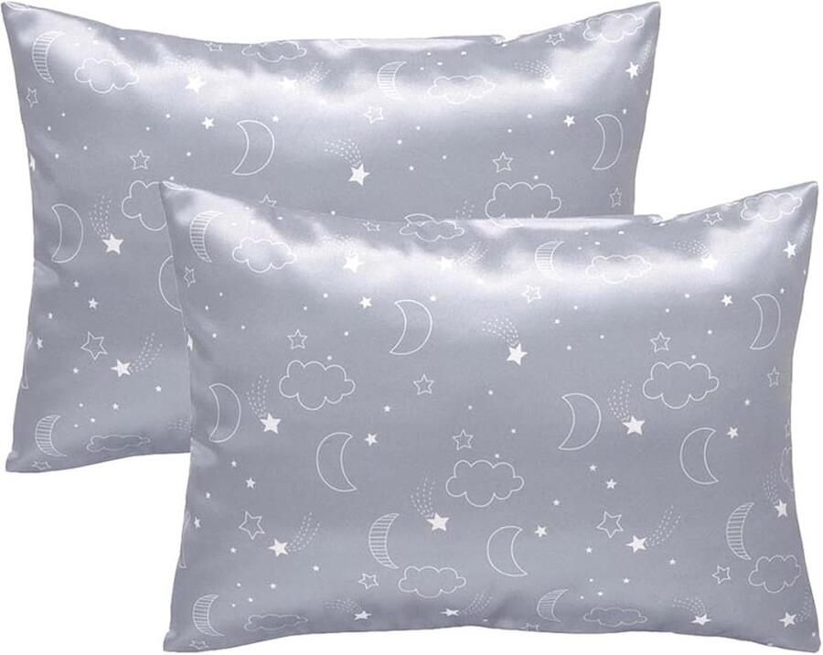Allecto Plus 2-Pack Peuter Kussenslopen van Zijde Satijn 49 x 36 cm Geschikt voor Ledikant Bed Zachte Kussenslopen voor Kinderen Reizen Jongens Meisjes Machine Wasbaar