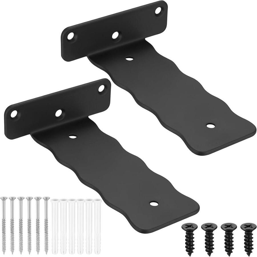 Allecto plus 2-pack zware hoekbeugels voor wandplanken zwart metaal 150 mm