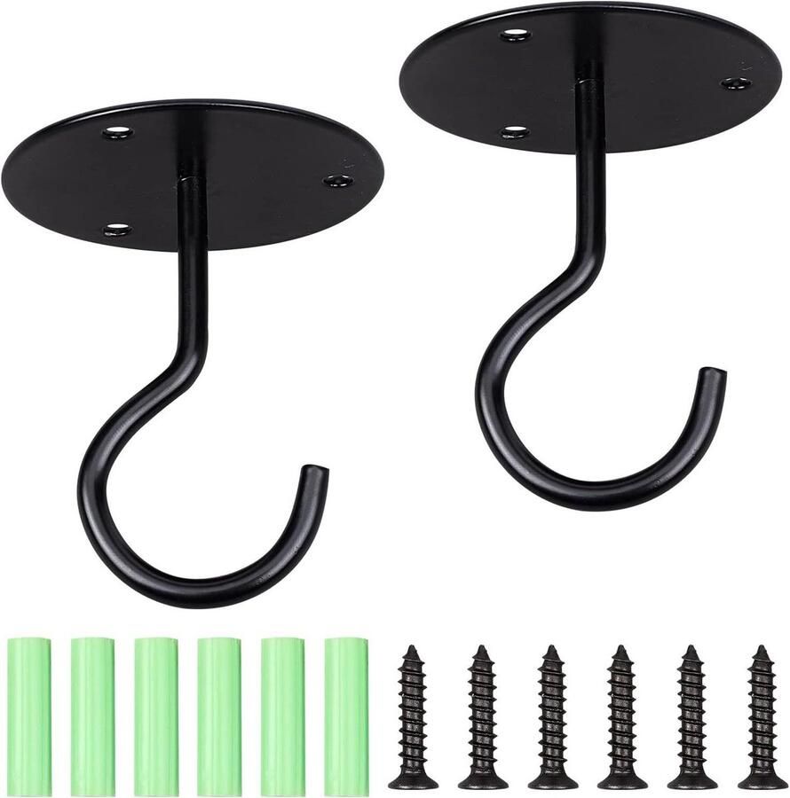 Allecto plus 2 sets Haakjes voor Plafondmuggennet Zelfklevend Zwart Voor Stapelbed en Hemelbed