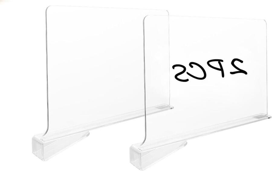 Allecto Premium Transparante Acryl Plankverdelers Set van 2 Verstelbare Scheidingswand voor Kledingkast Keukenkasten Opbergrekken Duidelijke Indeling Ruimtebesparend Praktisch en Stijlvol