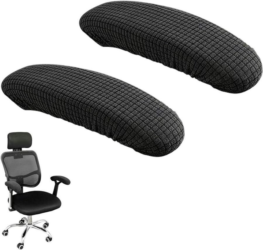 Allecto Plus 2 stuks armleuninghoezen voor bureaustoel polyester armleuningbeschermer machinewasbaar elastisch universeel 30 cm computerstoel computerspeelstoel