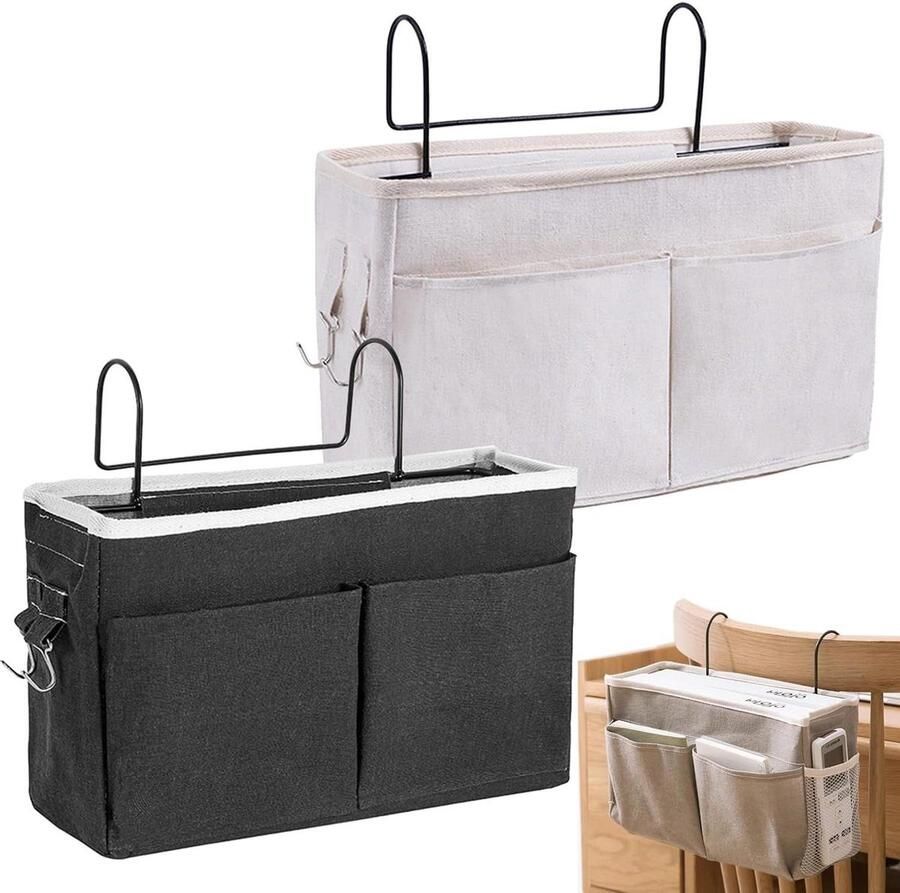 Allecto Plus 2 Stuks Hangende bedmand Bedzak Organizer voor Kantoor Slaapkamer Keuken Opbergsysteem met meerdere vakken