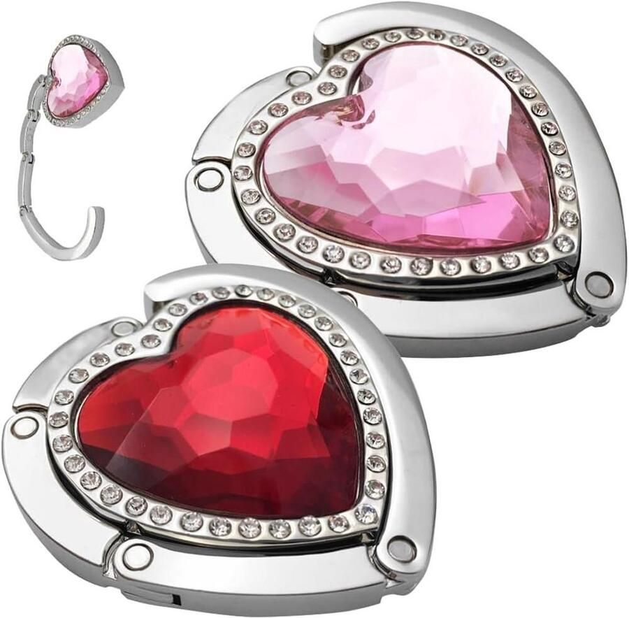 Allecto Plus 2 stuks hartvormige tas haak tafel haak bureau houder opvouwbare tas haak om op te hangen in restaurants kantoren bars cafes