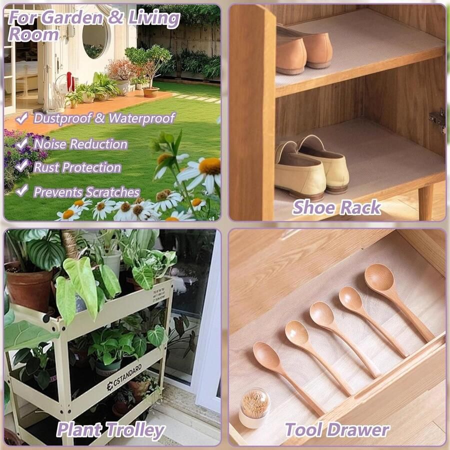 Allecto plus 2 stuks ladematten 30 x 500 cm voor keukenkasten Transparant EVA-antislipmat Op maat te snijden koelkastmatten Afwasbaar