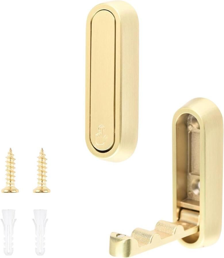 Allecto plus 2 Stuks Opvouwbare Wandhaken van Zinklegering Antislip Kapstok Haken voor Handdoeken Hoeden en Tassen Opvouwbaar en Zwaar Belastbaar Inclusief Intrekbare Steunhaken