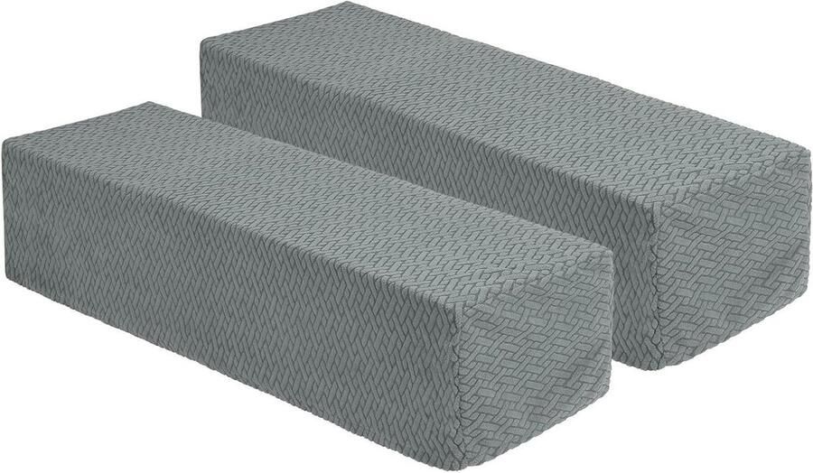 Allecto plus 2 stuks stretch armleuninghoezen voor stoel en bank Grijs Diagonaal ruitpatroon Bescherming sofa Polyester